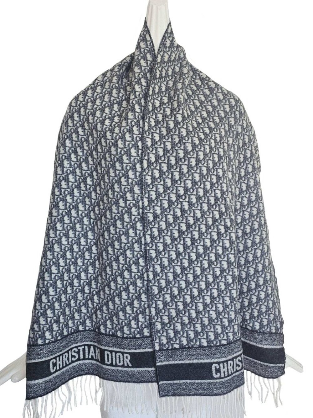 DIOR BLUE OBLIQUE CASHMERE SHAWL